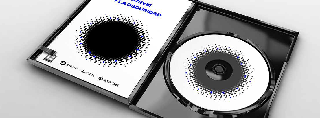 Portada de un videojuego con colores azules y diseño innovador